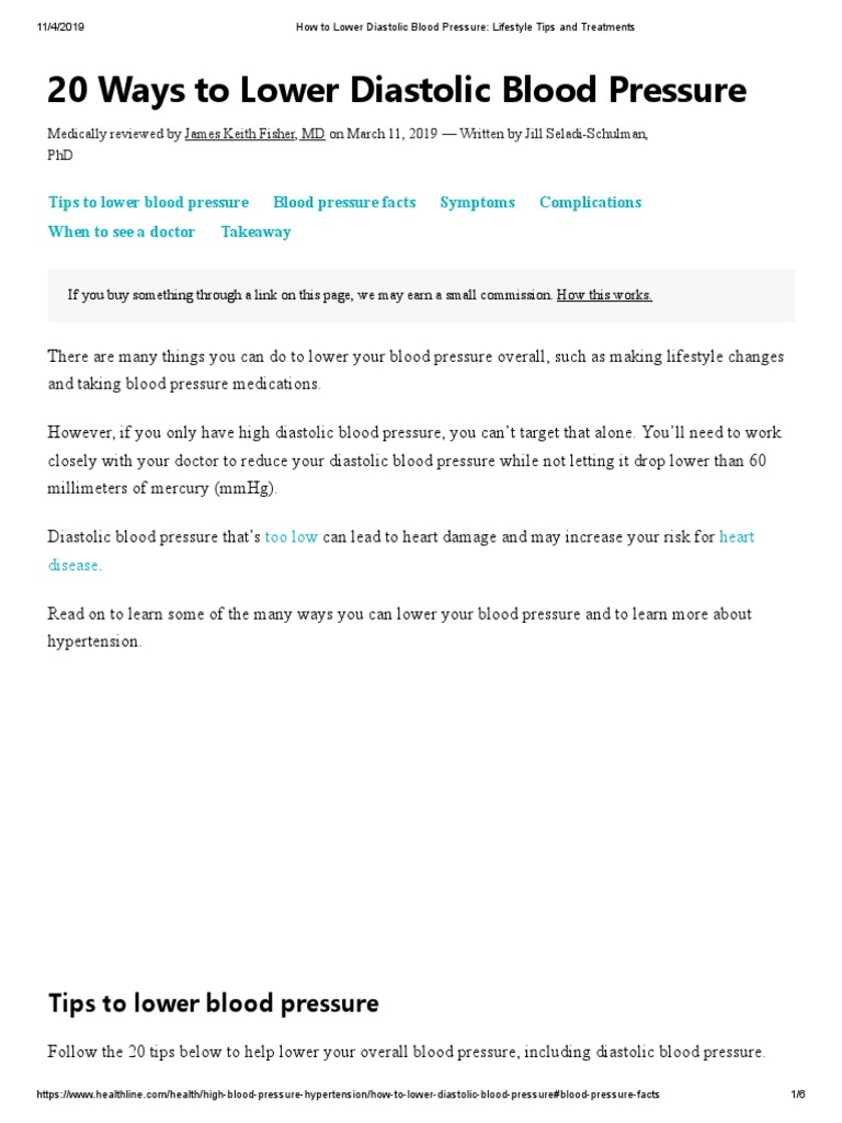 How To Lower Diastolic Blood Pressure Lifestyle Tips and Treatments