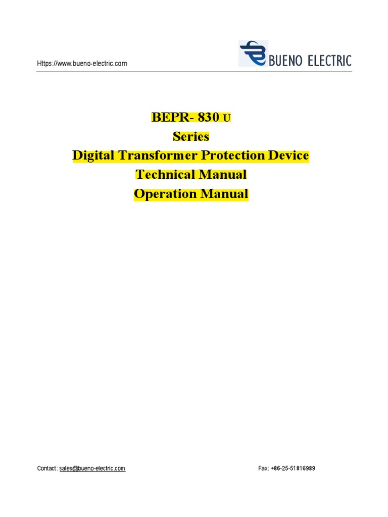BEPR-830U Transformer Protection Manual | PDF | Power Supply | Central ...