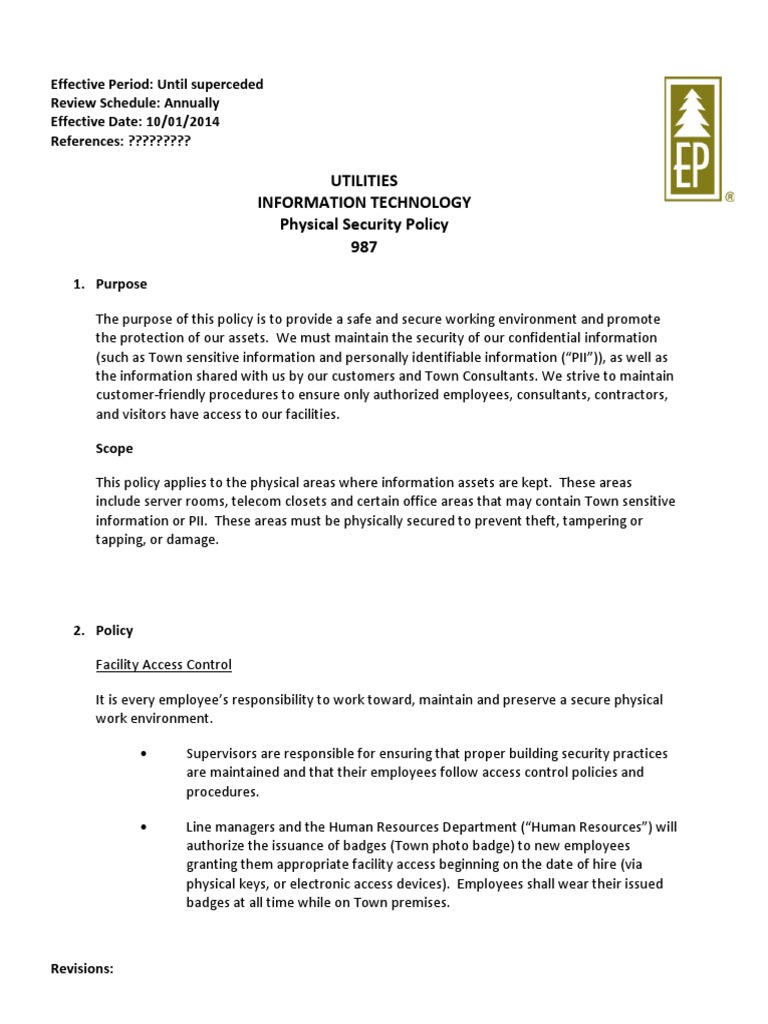 Physical Security Policy PDF Physical Security Personally