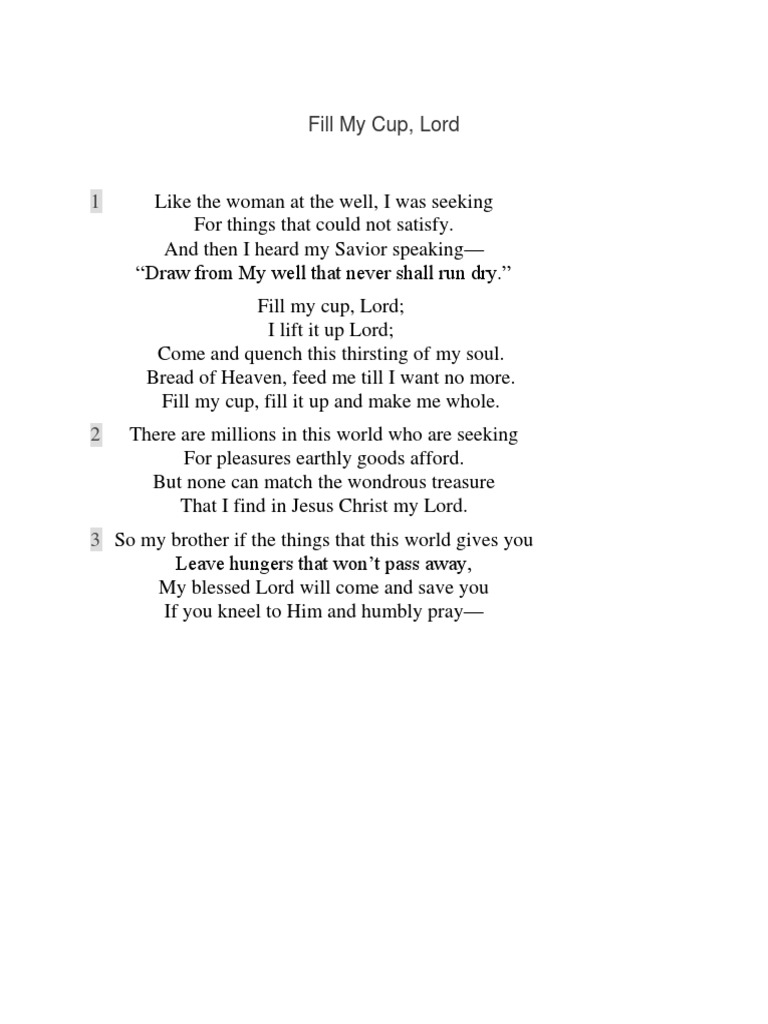 Fill My Cup PDF