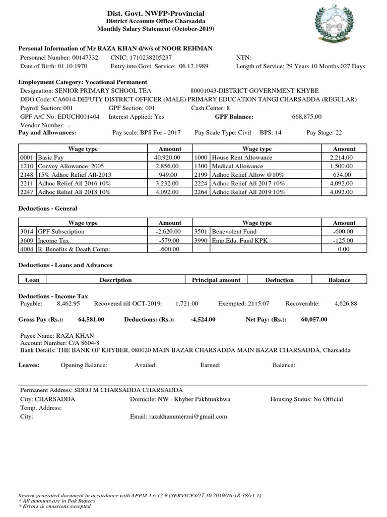 Slip PDF Government Finances Personal Finance