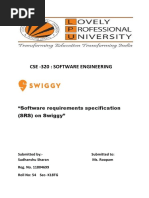 Cse - 320: Software Engineering: "Software Requirements Specification (SRS) On Swiggy"