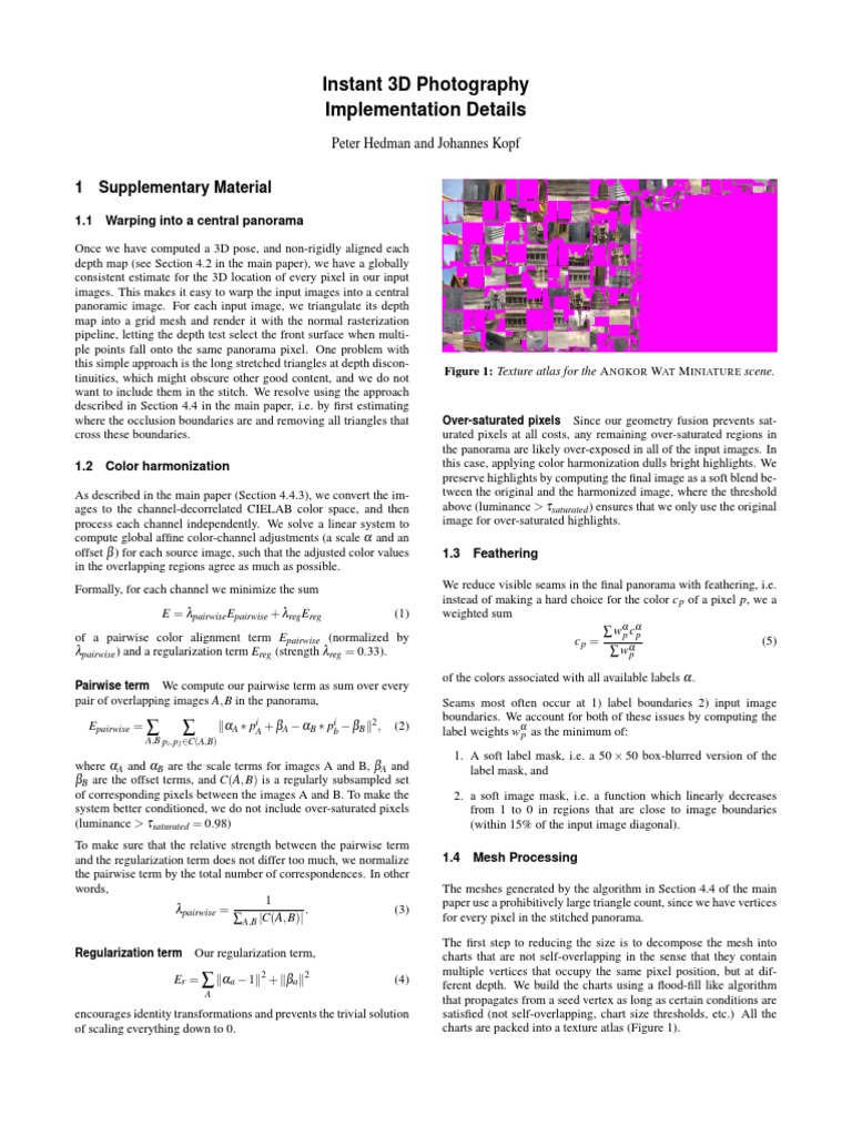Instant 3D Photography Implementation Details: 1 Supplementary Material ...