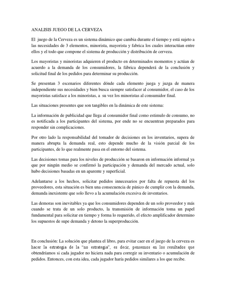 El Juego de La Cerveza PDF Demanda Producto (Negocio)