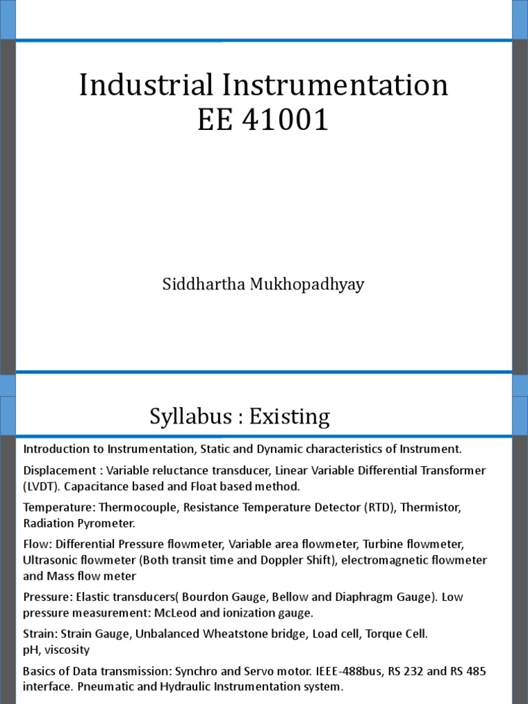 Industrial Instrumentation Overview | PDF | Flow Measurement | Pressure ...