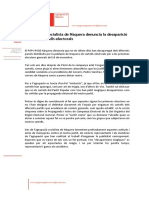 Nota de Premsa PSPV Nàquera Sobre La Desaparició Dels Cartells Electorals