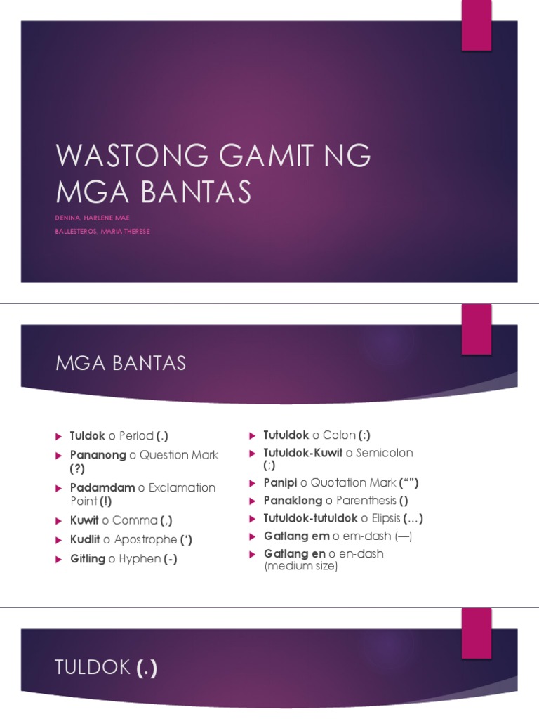 Wastong Gamit NG Mga Bantas | PDF