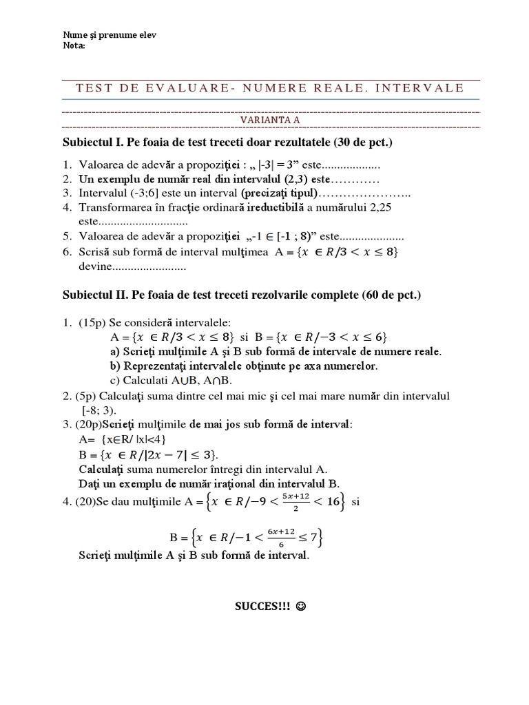 Test Intervale | PDF