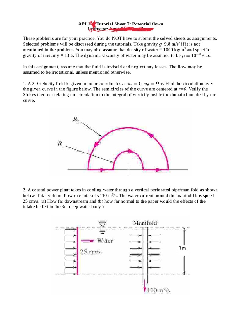 Problem Questions For Potential Flows | PDF | Rotation Around A Fixed ...