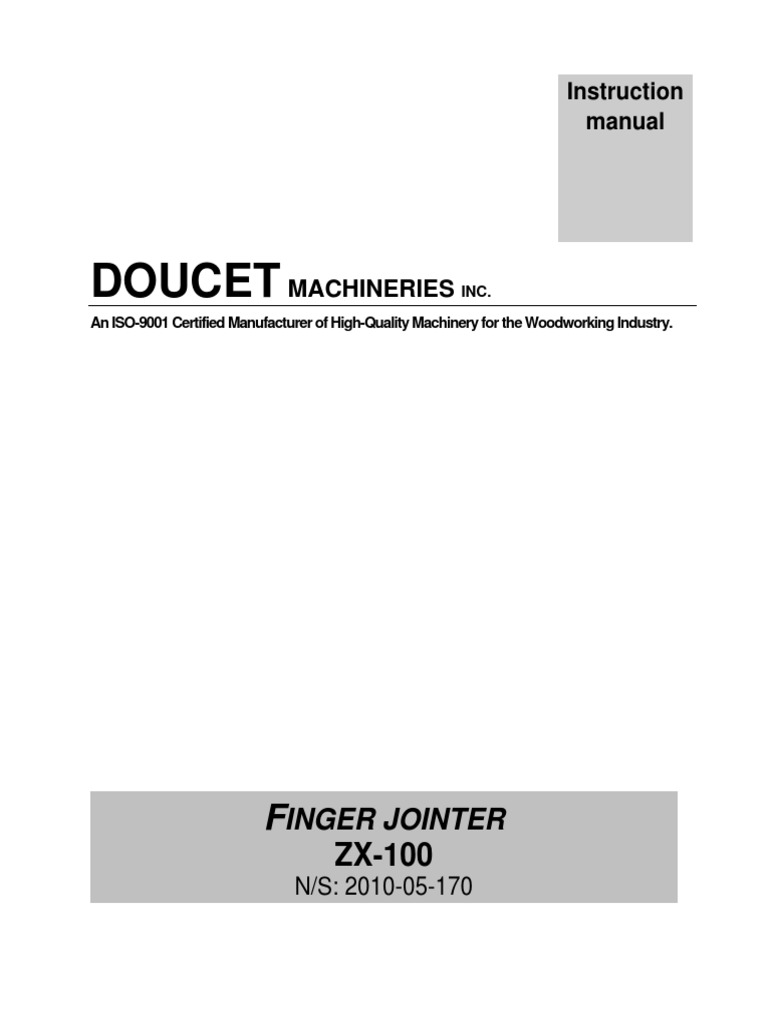 Instruction Manual M01-8516 ZX-100 PDF | PDF | Machines | Machining