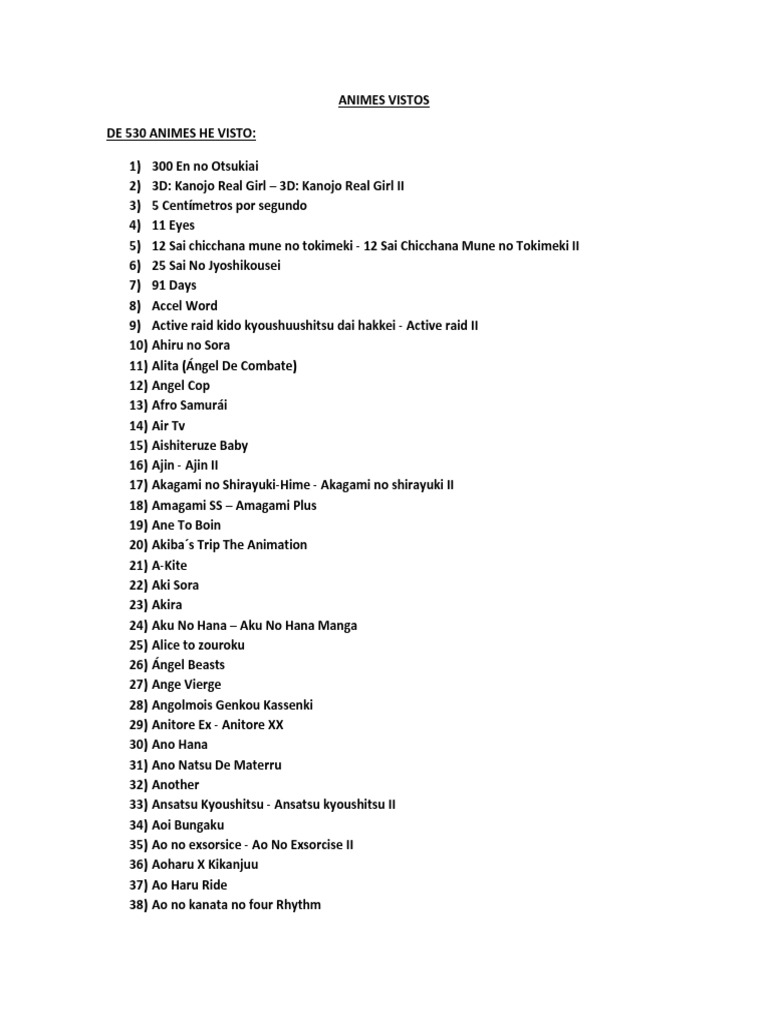 Animes Vistos Hp Manga Anime