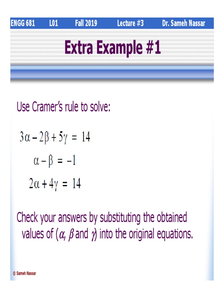 ENGG 681 F19 L01 Lecture 03 Cramer Extra Example | PDF | Teaching ...