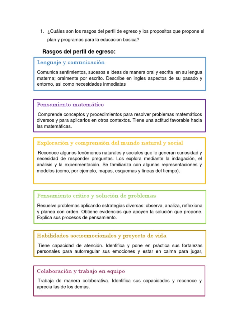 Rasgos del Perfil de Egreso 2022 | PDF | Educación primaria | Evaluación