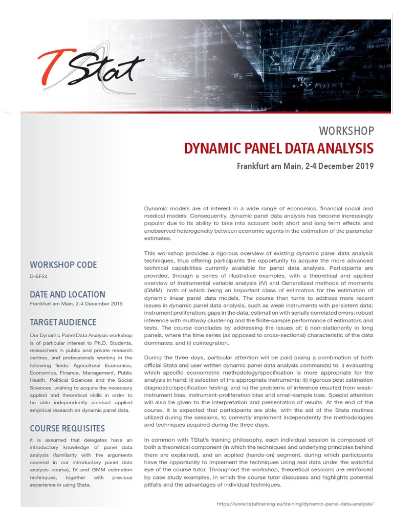 Dynamic Panel Data Analysis: Workshop | PDF | Data Analysis | Research ...
