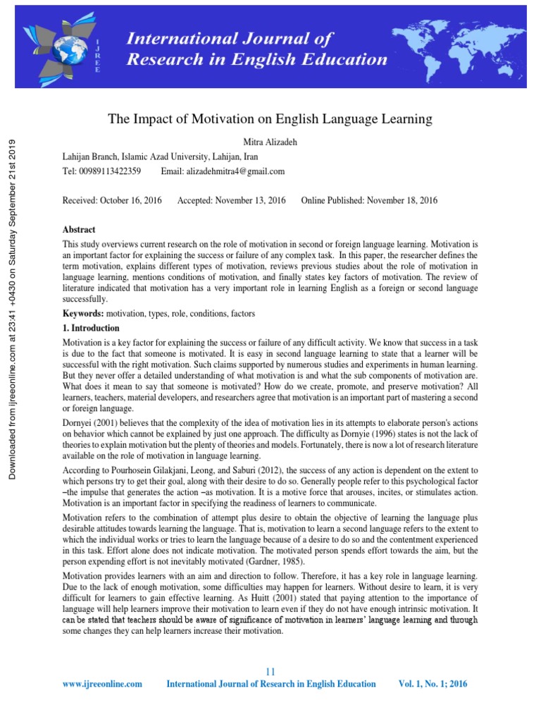 Motivation's Role in English Learning | PDF | Motivation | Motivational