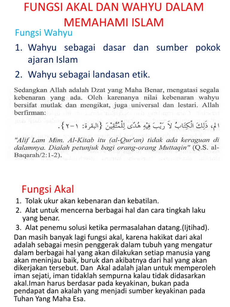 Fungsi Akal Dan Wahyu Dalam Memahami Islam Pdf
