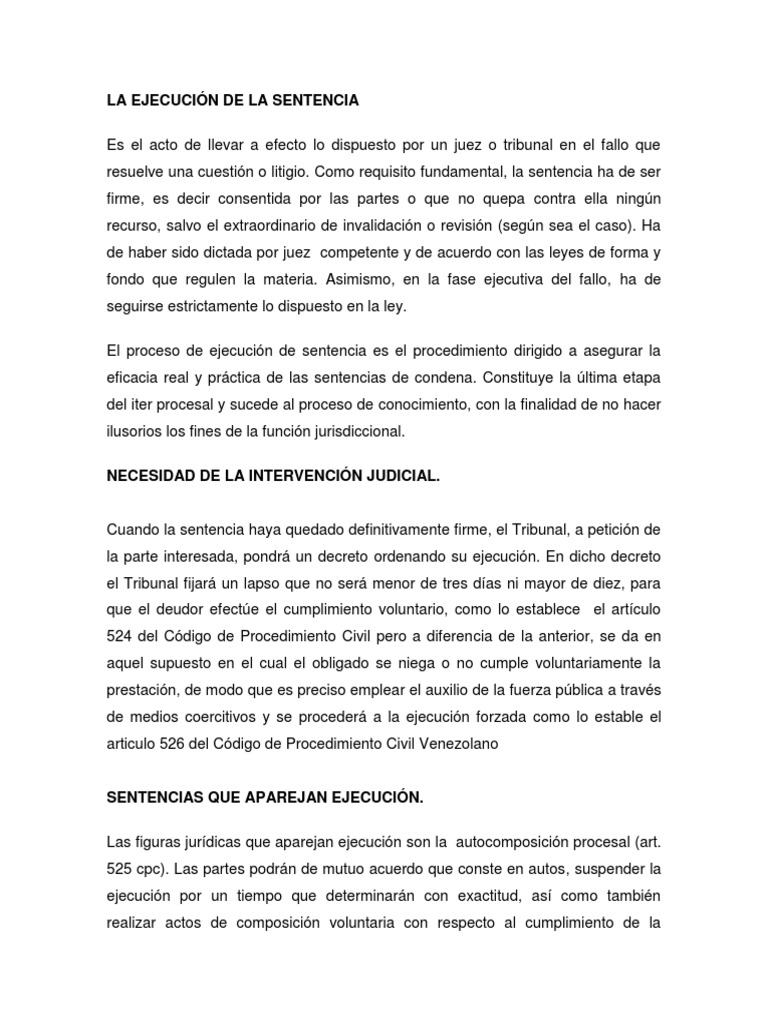 Ejecucion de La Sentencia | PDF | Sentencia (ley) | Testigo experto