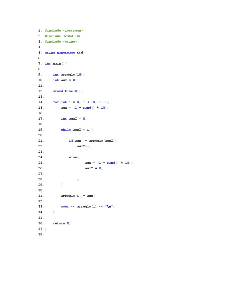 Unique Random Numbers in C++ | PDF
