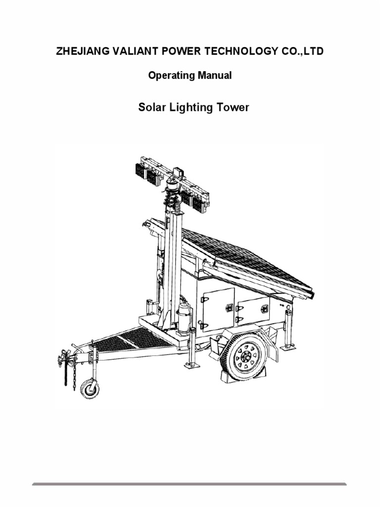 Solar Lighting Tower Operating Manual | PDF | Trailer (Vehicle ...