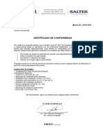 Certificado de Conformidad Modelo 1523, Julio 2016