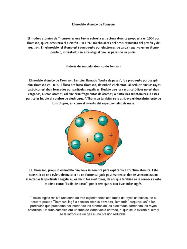 El Modelo Atomico de Tomsom | PDF | Átomos | Electrón