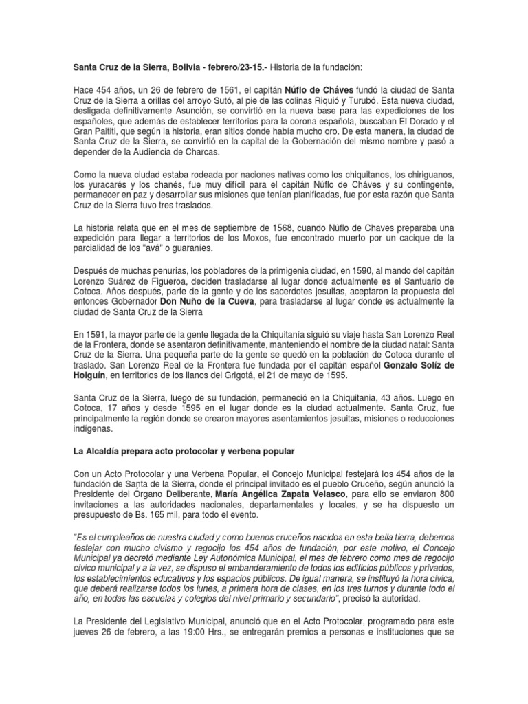 26 de Febrero Santa Cruz | PDF | América del Sur | America latina