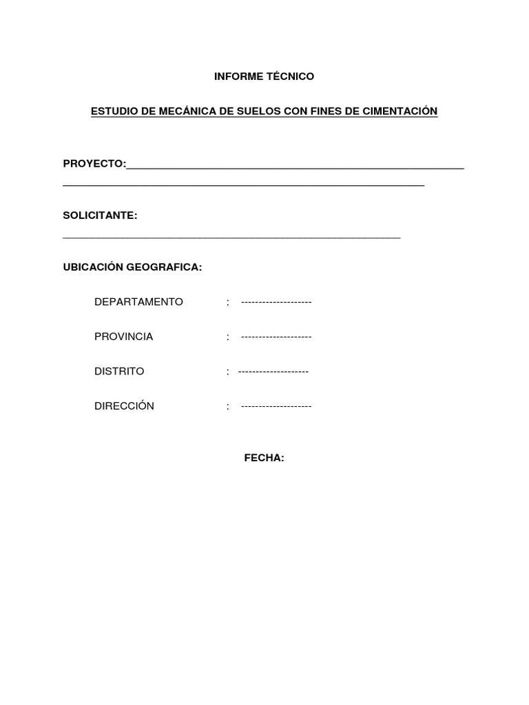 Modelo De Informe De Suelos Pdf Fundación Ingeniería