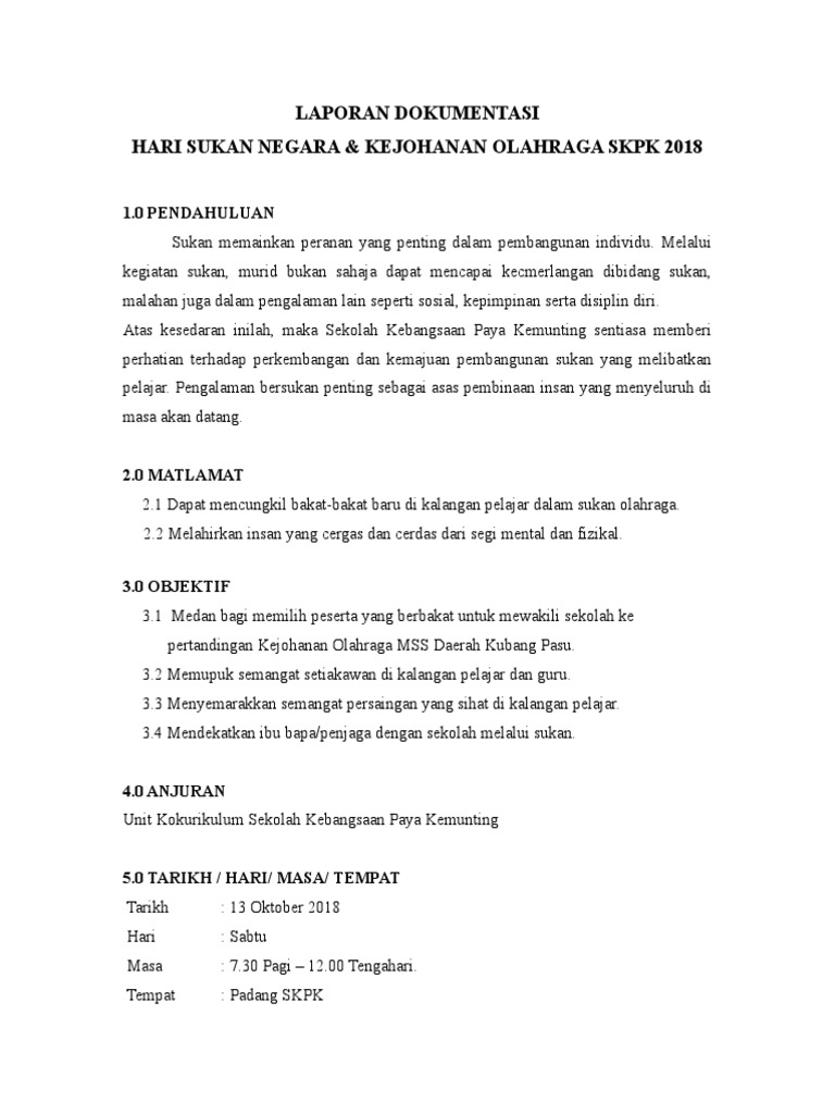 Laporan Hari Sukan Kejohanan Sukan Pdf