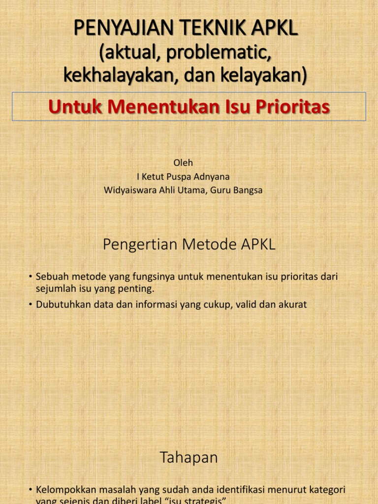 Teknik Analisis Isu Prioritas APKL | PDF