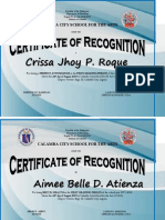 Calamba City School for the Arts Awards Certificates for Perfect Attendance and Academic Excellence
