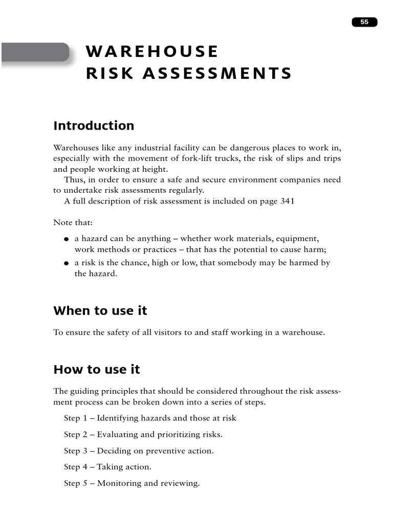 Warehouse Risk Assessment Guide | PDF | Risk Assessment | Hazards
