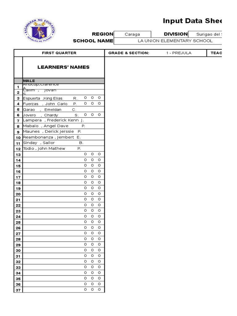 Grade 1 Class Record Summary | PDF | Learning