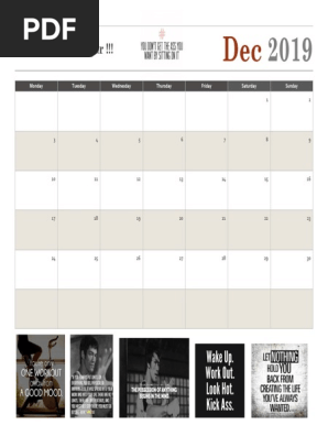 Workout Calendar December 2019
