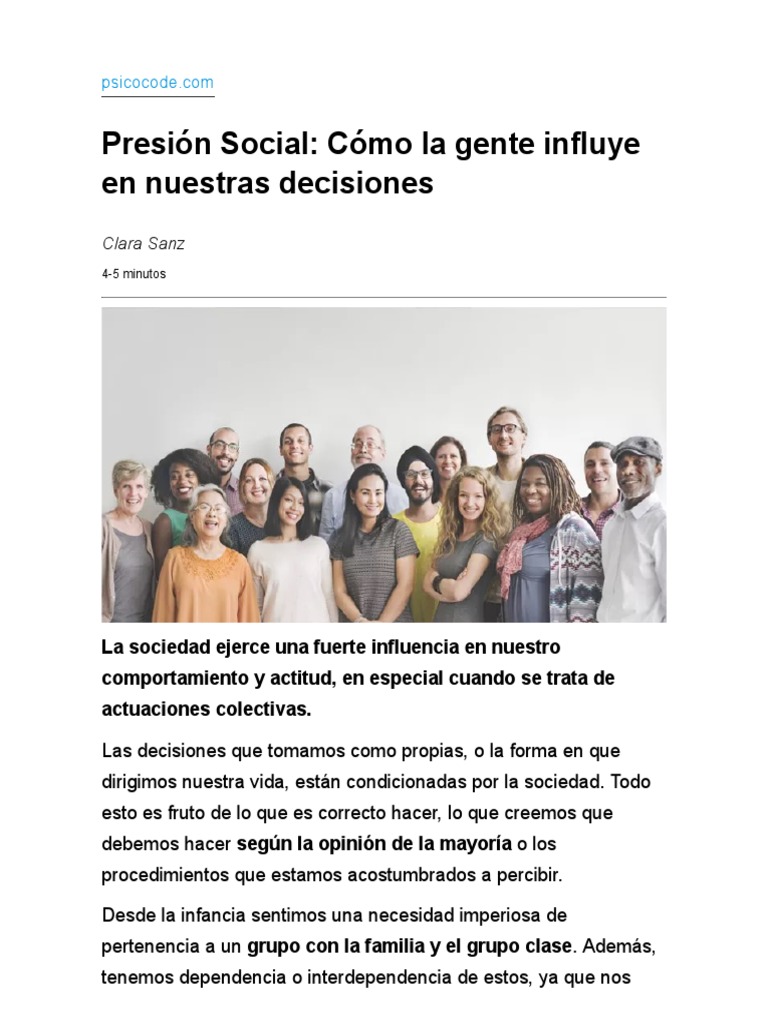 Presión Social - Psicode | PDF | Psicología Social | Sociedad