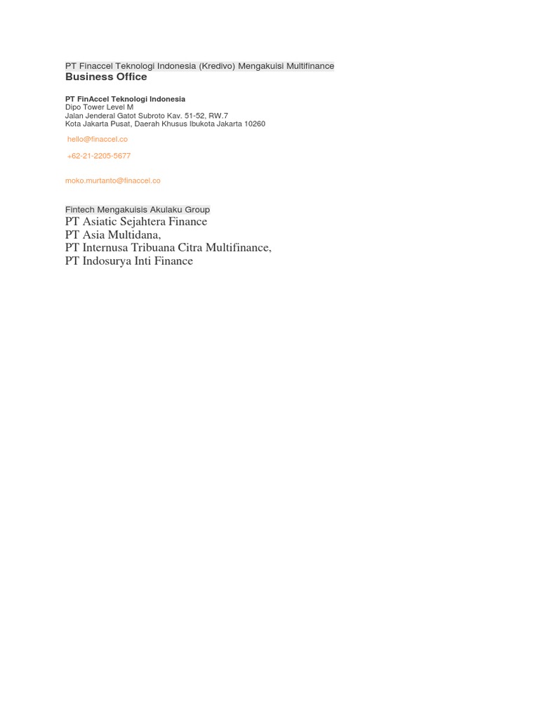 PT Finaccel Teknologi Indonesia | PDF