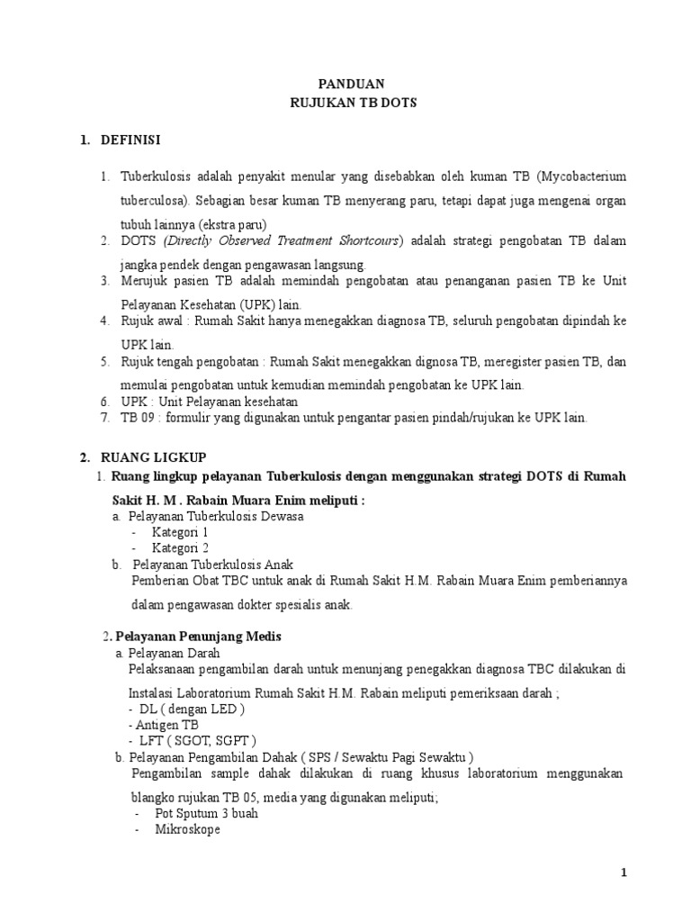 Panduan Rujukan TB Dots | PDF
