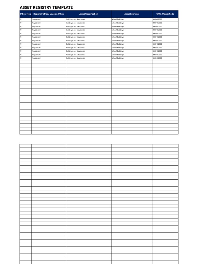 Asset Registry Template for Schools | PDF