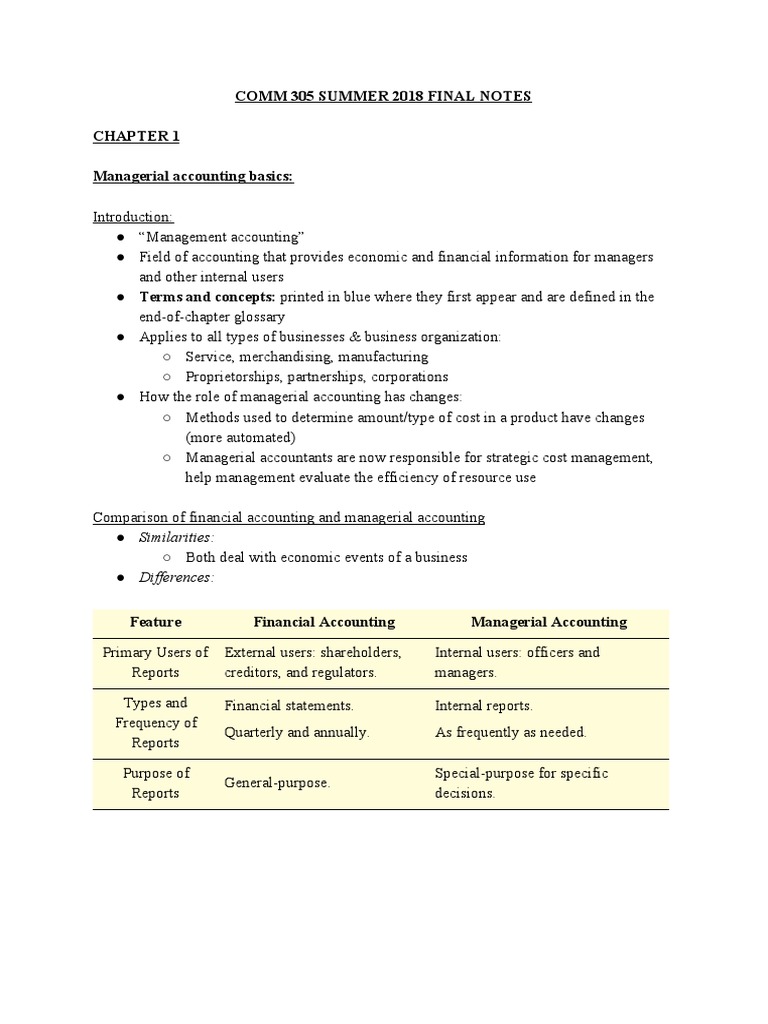 Comm 305 Notes Midterm & Final | PDF | Cost Of Goods Sold | Inventory