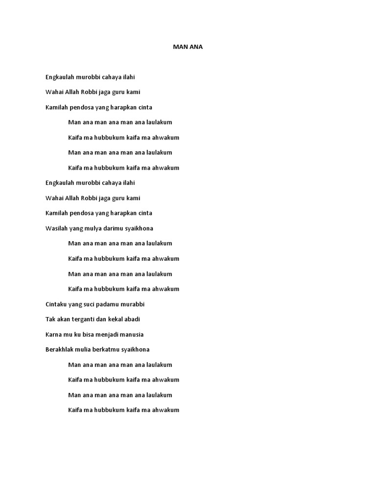 Lirik Lagu Man Ana Pdf