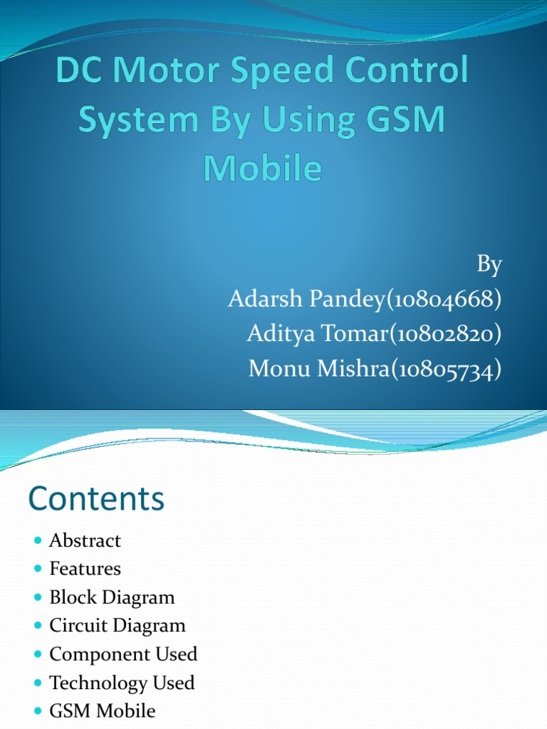 GSM Motor Control System Overview | PDF | Remote Control | Mobile Phones