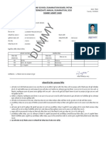 Dummy Admit Card