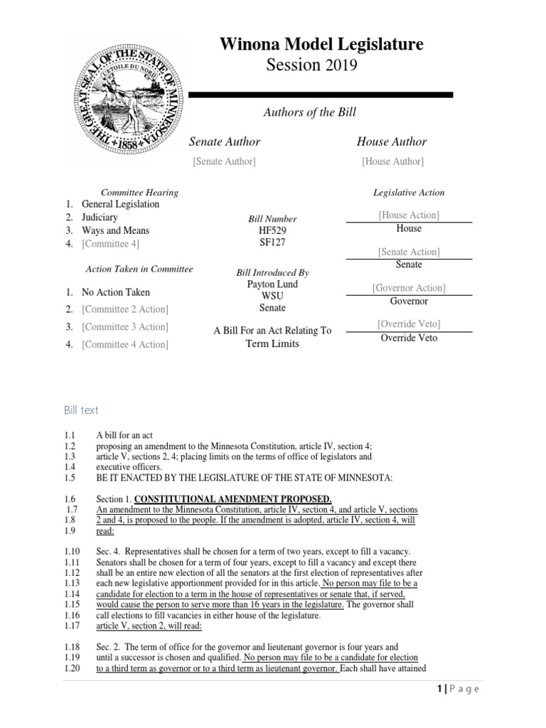 Term Limits Bill PDF Bill (Law) Veto