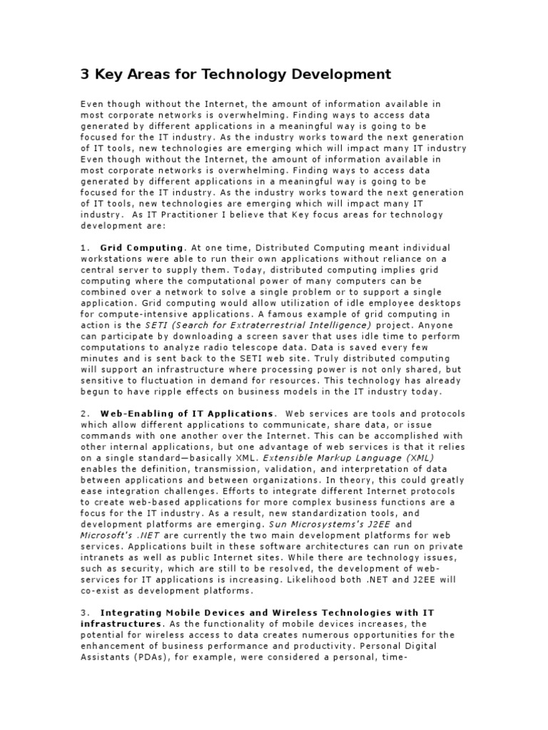 3 Key Areas For Technology Development | PDF | Web Development ...