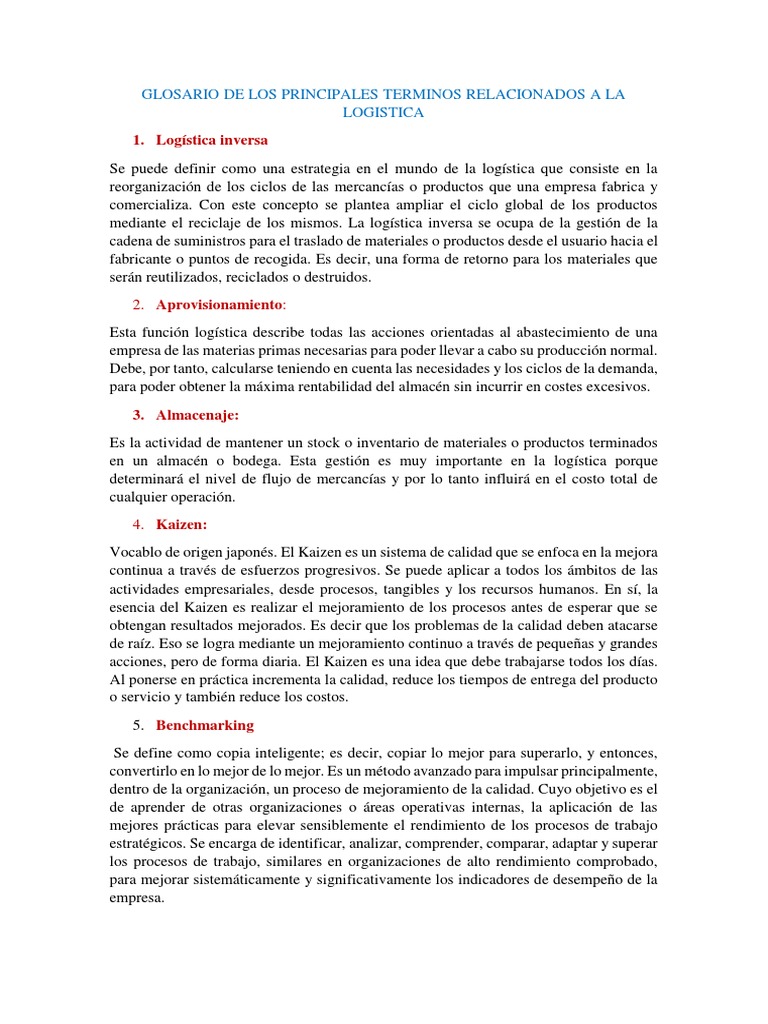 Glosario de Términos Logísticos | PDF | Logística | Business