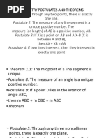 Geometry Postulates and Theorems