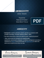 Ambiguity: Lexical / Syntactic