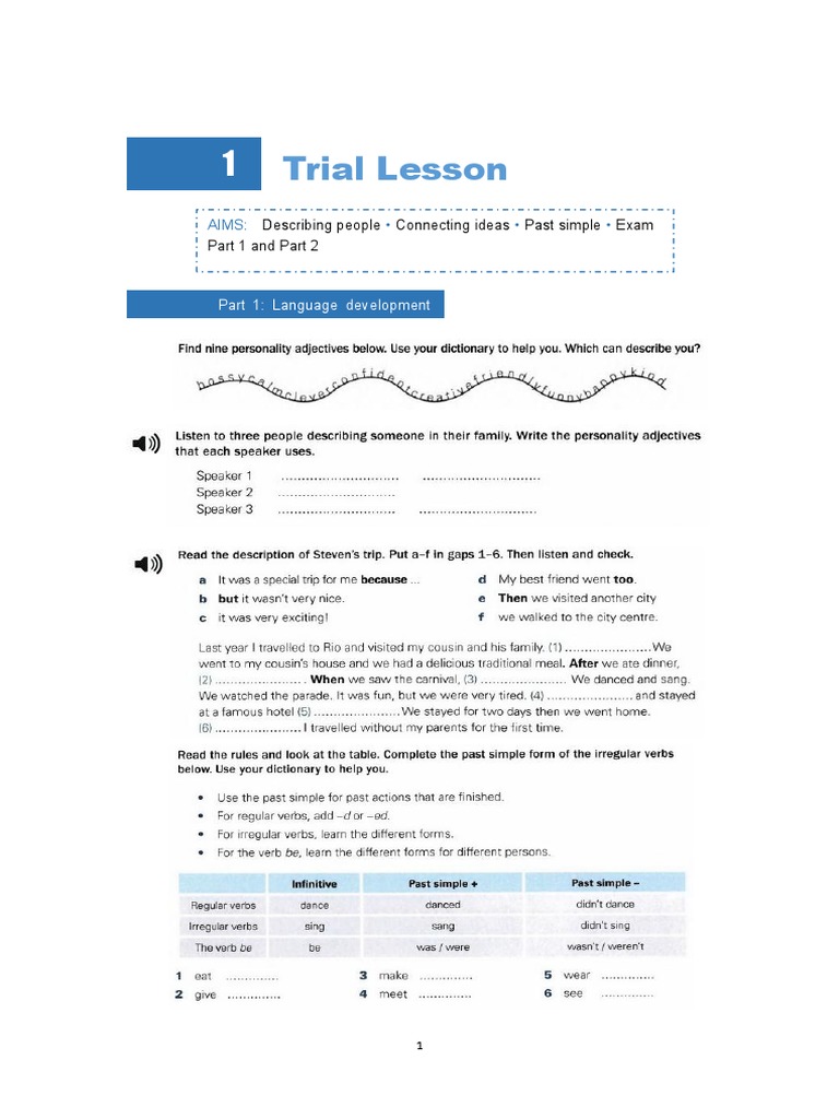 Trial Lesson: Language & Skills Development | PDF | Language Arts ...