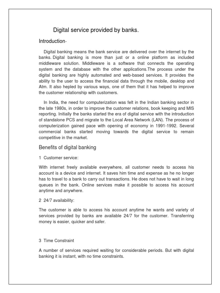 Benefits of Digital Banking Services | PDF