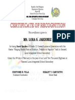 Certificate of Apreciation