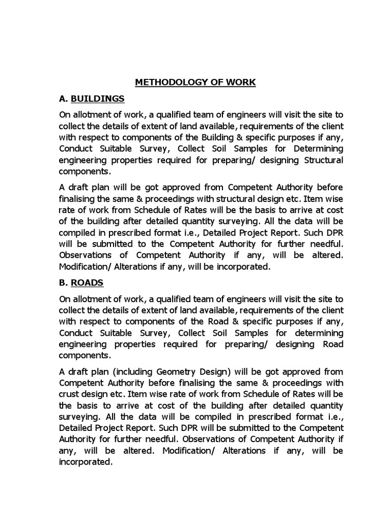 Methodology of Work A. Buildings | PDF